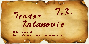 Teodor Kalanović vizit kartica